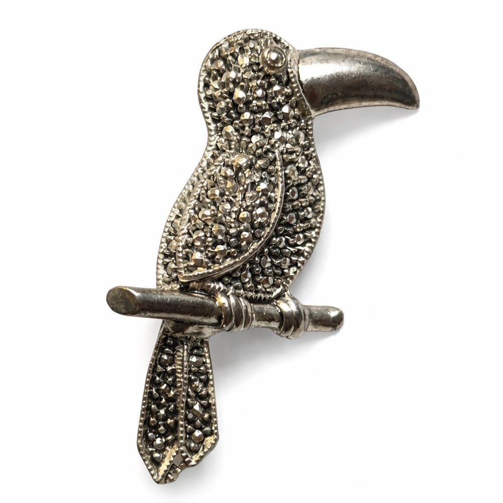 Vintage Marcasite Bird Tucan‎ Brooch – Marcasite
